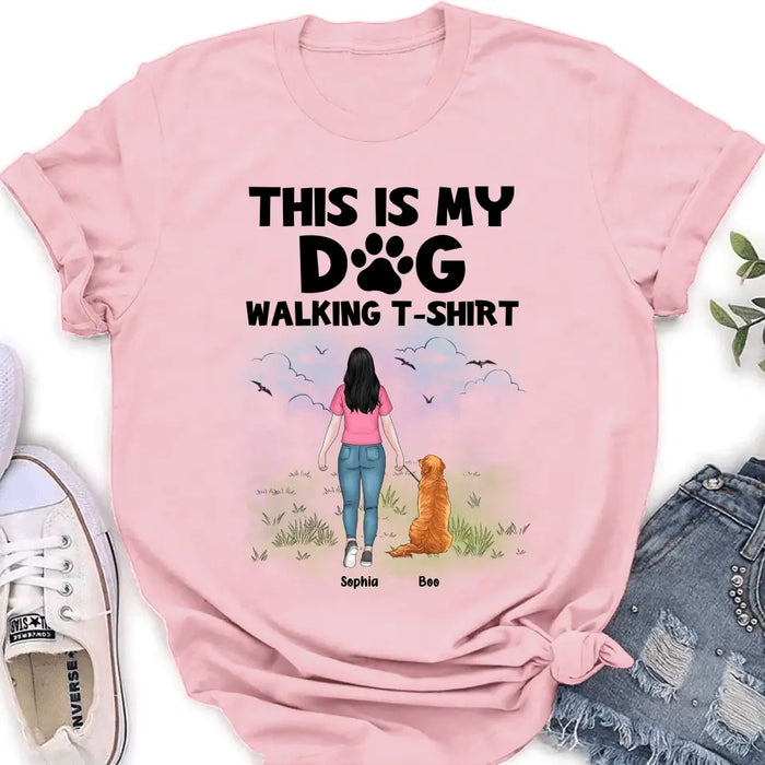 Custom Personalized Dog Shirt/Hoodie - Upto 4 Dogs - Gift Idea For Dog Lovers - This Is My Dog Walking T-Shirt