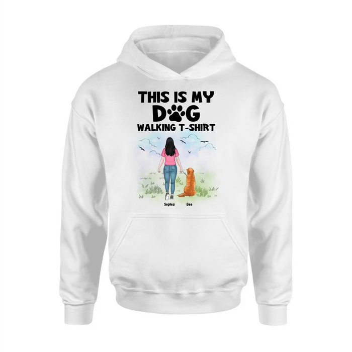 Custom Personalized Dog Shirt/Hoodie - Upto 4 Dogs - Gift Idea For Dog Lovers - This Is My Dog Walking T-Shirt