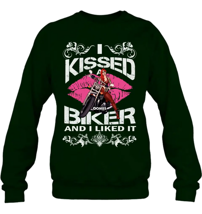 Custom Personalized Biker Shirt/Hoodie - Gift Idea For Biker/Motorcycle Lovers - I Kissed A Biker And I Liked It