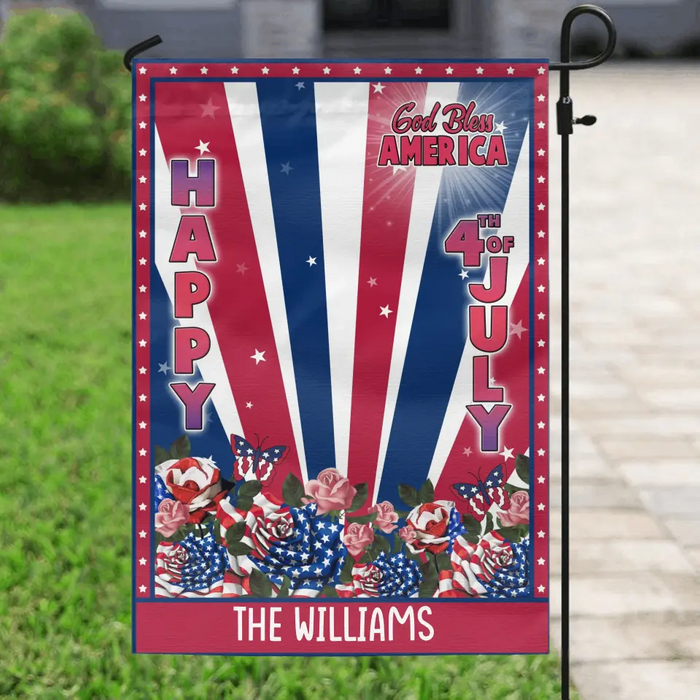 Custom Personalized 4th Of July Dog Flag Sign - Gift Idea For Dog Lovers/ Independence Day - Upload Photo - Happy 4th Of July