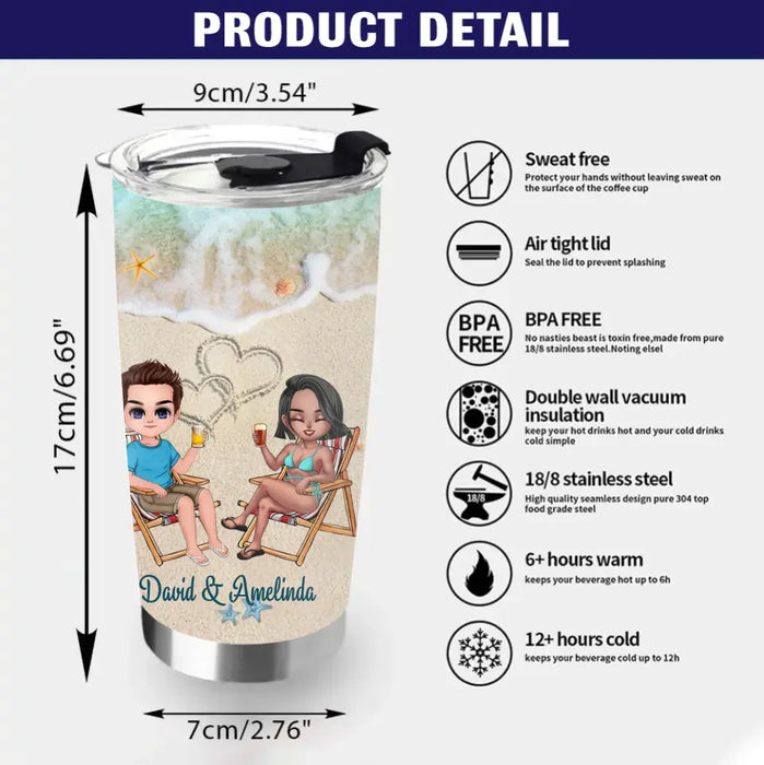 Custom Personalized Beach Couple Tumbler - Gift For Beach Lovers/Couple - I Love You To The Beach & Back