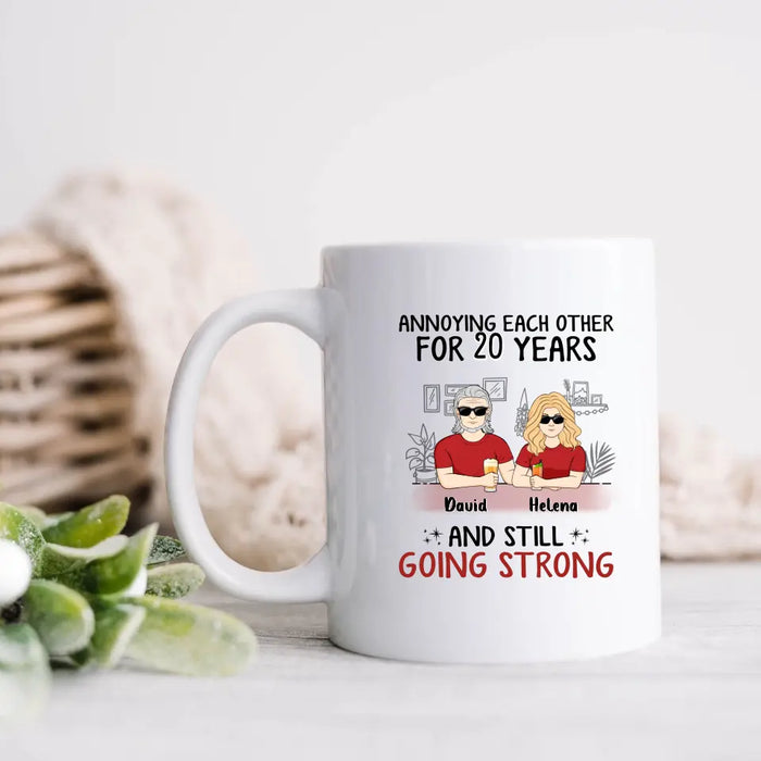 Custom Personalized Couple Coffee Mug - Best Gift Idea For Couple/Husband/Father's Day - Annoying Each Other For 20 Years And Still Going Strong