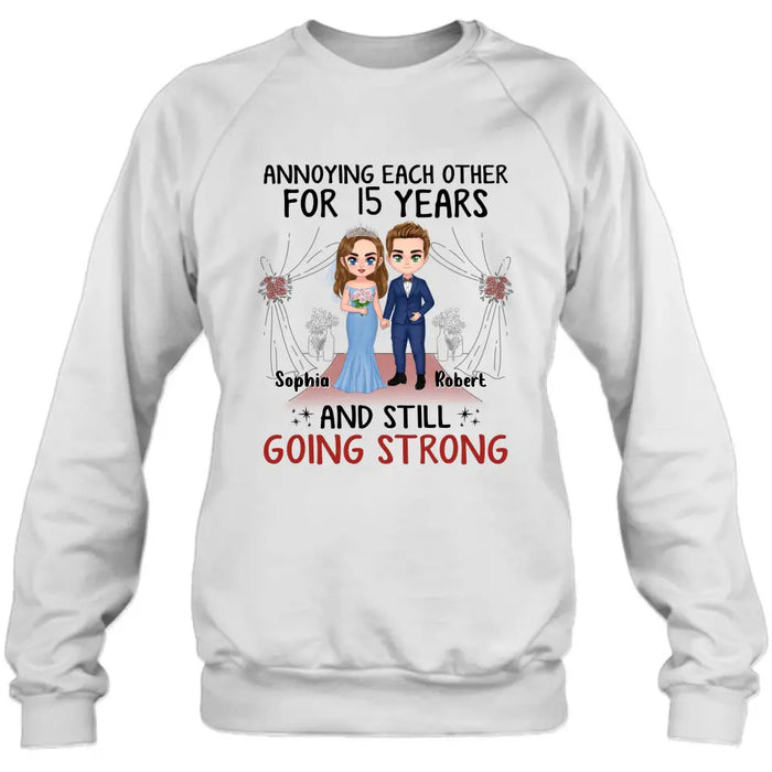 Custom Personalized Chibi Couple Shirt/Hoodie - Best Gift Idea For Couple/Husband/Father's Day - Annoying Each Other For 15 Years And Still Going Strong