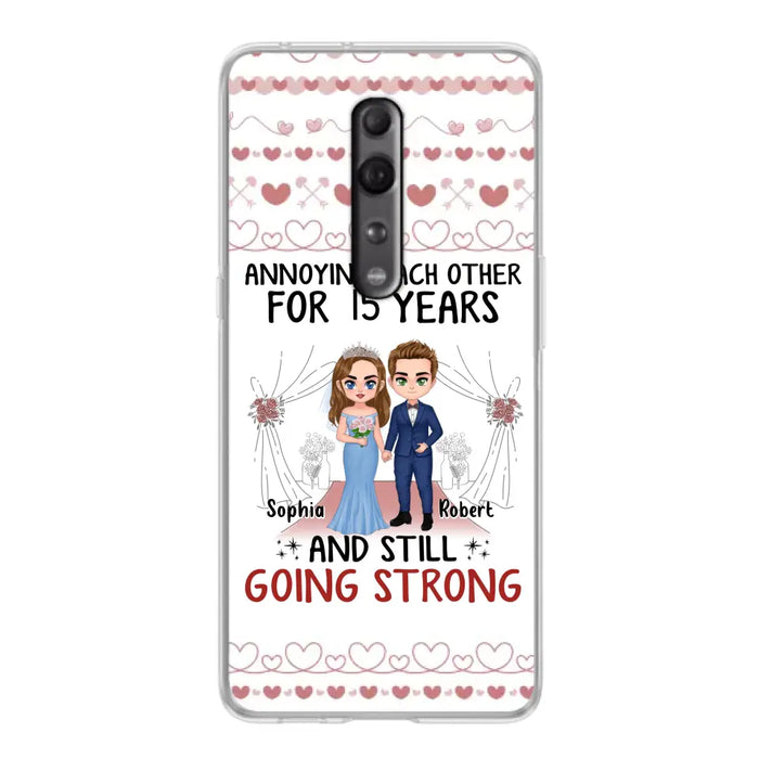 Custom Personalized Chibi Couple Phone Case - Best Gift Idea For Couple/Husband/Father's Day - Annoying Each Other For 15 Years And Still Going Strong - Case For Oppo/Xiaomi/Huawei