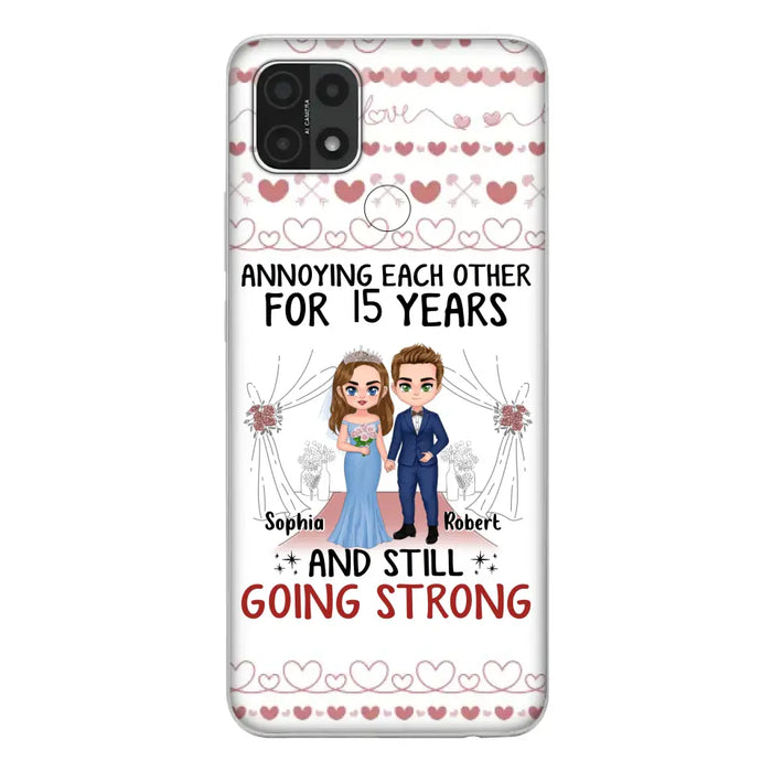 Custom Personalized Chibi Couple Phone Case - Best Gift Idea For Couple/Husband/Father's Day - Annoying Each Other For 15 Years And Still Going Strong - Case For Oppo/Xiaomi/Huawei