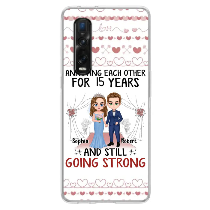 Custom Personalized Chibi Couple Phone Case - Best Gift Idea For Couple/Husband/Father's Day - Annoying Each Other For 15 Years And Still Going Strong - Case For Oppo/Xiaomi/Huawei