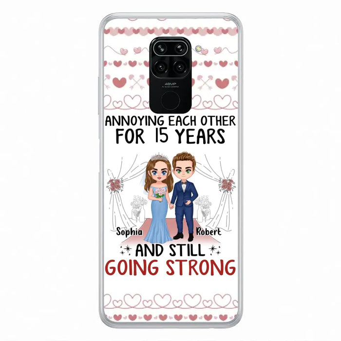 Custom Personalized Chibi Couple Phone Case - Best Gift Idea For Couple/Husband/Father's Day - Annoying Each Other For 15 Years And Still Going Strong - Case For Oppo/Xiaomi/Huawei