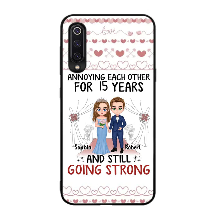 Custom Personalized Chibi Couple Phone Case - Best Gift Idea For Couple/Husband/Father's Day - Annoying Each Other For 15 Years And Still Going Strong - Case For Oppo/Xiaomi/Huawei