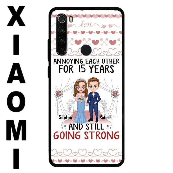 Custom Personalized Chibi Couple Phone Case - Best Gift Idea For Couple/Husband/Father's Day - Annoying Each Other For 15 Years And Still Going Strong - Case For Oppo/Xiaomi/Huawei