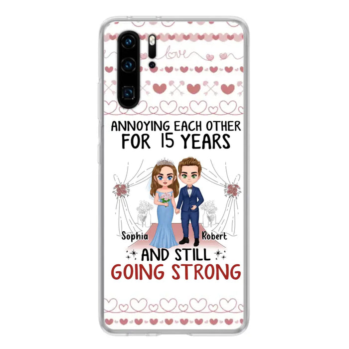 Custom Personalized Chibi Couple Phone Case - Best Gift Idea For Couple/Husband/Father's Day - Annoying Each Other For 15 Years And Still Going Strong - Case For Oppo/Xiaomi/Huawei