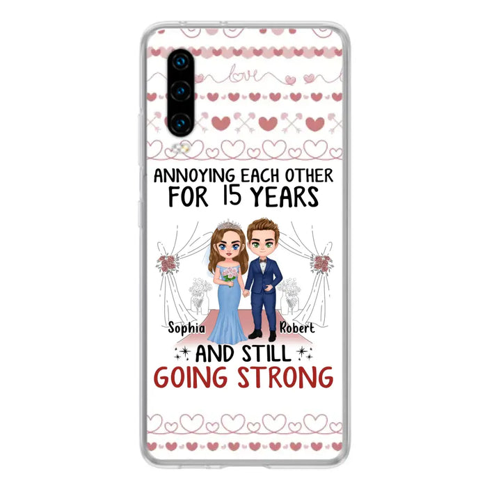 Custom Personalized Chibi Couple Phone Case - Best Gift Idea For Couple/Husband/Father's Day - Annoying Each Other For 15 Years And Still Going Strong - Case For Oppo/Xiaomi/Huawei