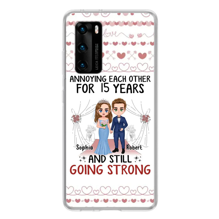 Custom Personalized Chibi Couple Phone Case - Best Gift Idea For Couple/Husband/Father's Day - Annoying Each Other For 15 Years And Still Going Strong - Case For Oppo/Xiaomi/Huawei