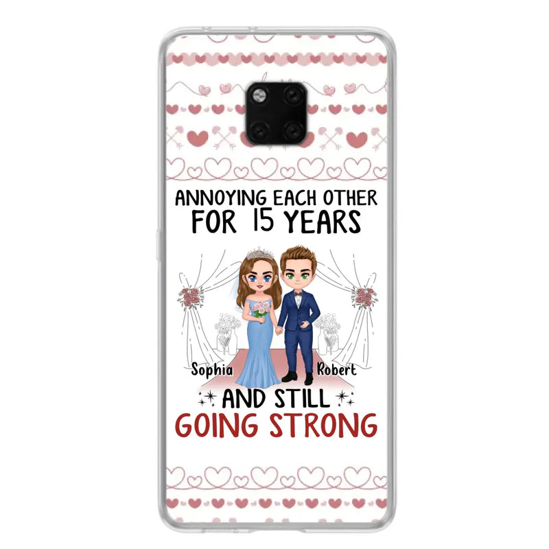Custom Personalized Chibi Couple Phone Case - Best Gift Idea For Couple/Husband/Father's Day - Annoying Each Other For 15 Years And Still Going Strong - Case For Oppo/Xiaomi/Huawei