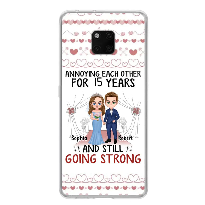 Custom Personalized Chibi Couple Phone Case - Best Gift Idea For Couple/Husband/Father's Day - Annoying Each Other For 15 Years And Still Going Strong - Case For Oppo/Xiaomi/Huawei