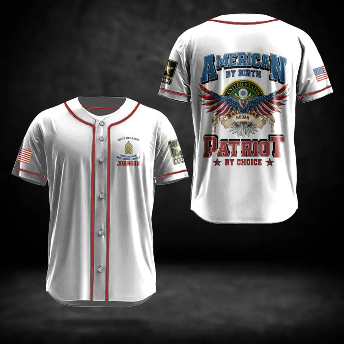 Personalized  Veteran Baseball Jersey - Gift Idea For Veteran/Father's Day/Birthday/Independence Day - American By Birth Patriot By Choice