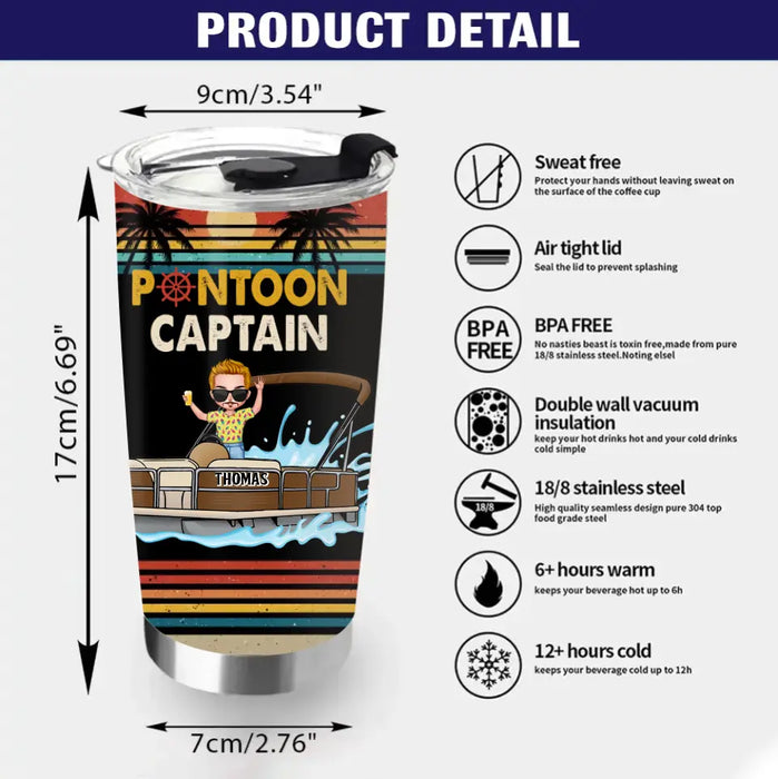 Custom Personalized Pontoon Captain Tumbler - Best Gift Idea For Pontoon Lover - Pontoon Captain Like A Regular Captain Only More Drunker