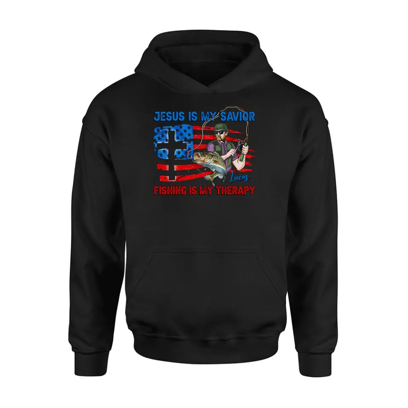 Personalized Fishing Shirt/Hoodie - Gift Idea For Fishing Lovers - Jesus Is My Savior Fishing Is My Therapy