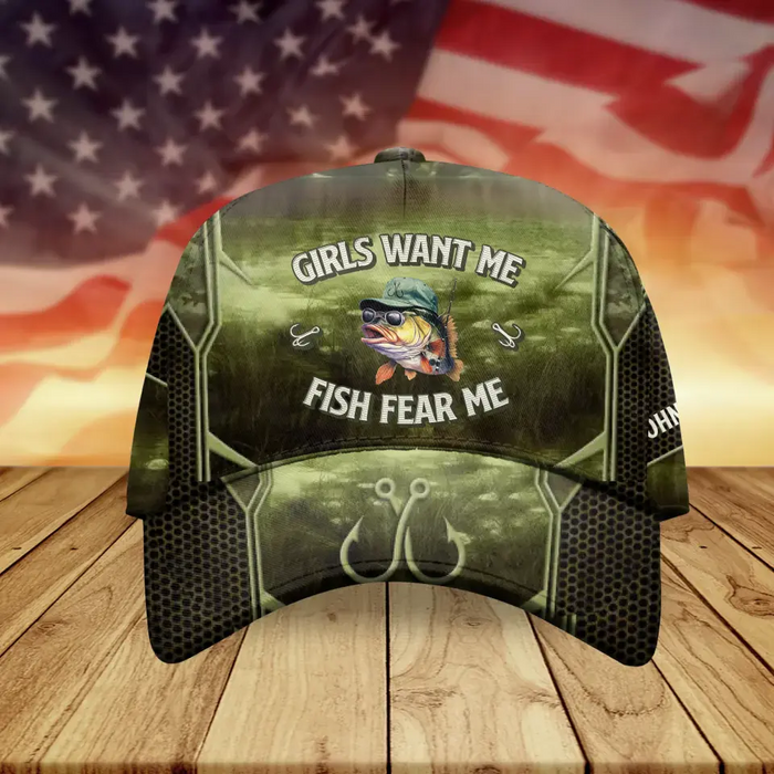Custom Personalized Fishing Baseball Cap - Gift Idea For Fishing Lovers - Girls Want Me Fish Fear Me