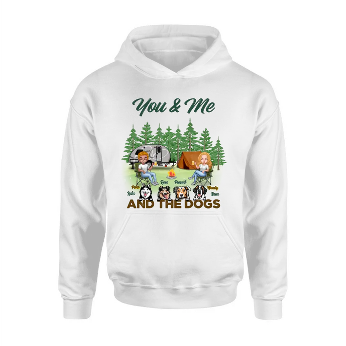 Custom Personalized Couple with Dogs Camping Unisex T-shirt/ Hoodie/ Sweatshirt/ Long Sleeve - Camping Lovers - You and Me And The Dogs