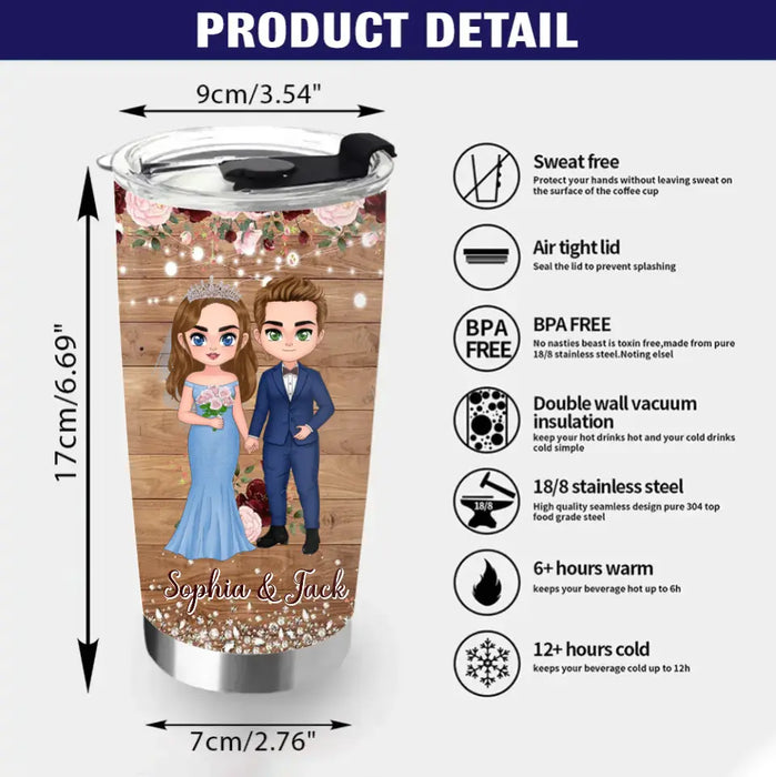 Custom Personalized Wedding Couple Tumbler - Gift Idea For Couple/Wedding Anniversary - Maybe I Was Too Late To Be His First But Right Now I'm Happy To Be His Last