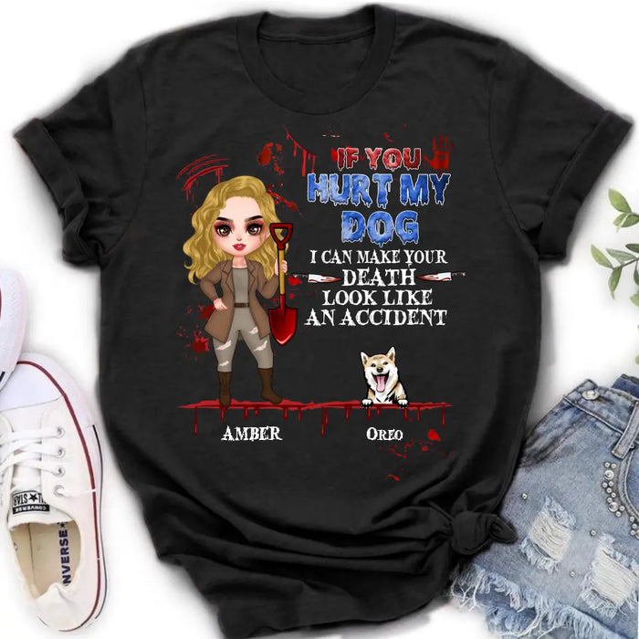 Custom Personalized Halloween Shirt/Hoodie - Upto 5 Pets - Halloween Gift Idea for Dog/Cat Lovers - If You Hurt My Dog/Cat I Can Make Your Death Look Like An Accident