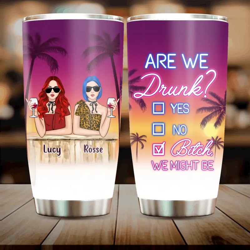 Personalized Summer Retro Besties Tumbler - Gift For Beach Lovers/Besties/Friends - Are We Drunk?