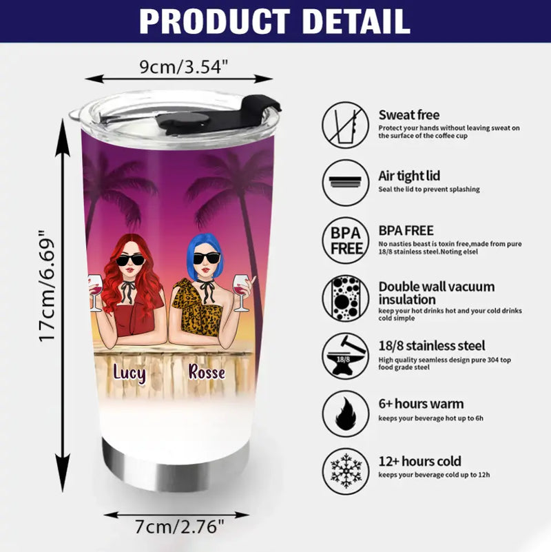 Personalized Summer Retro Besties Tumbler - Gift For Beach Lovers/Besties/Friends - Are We Drunk?