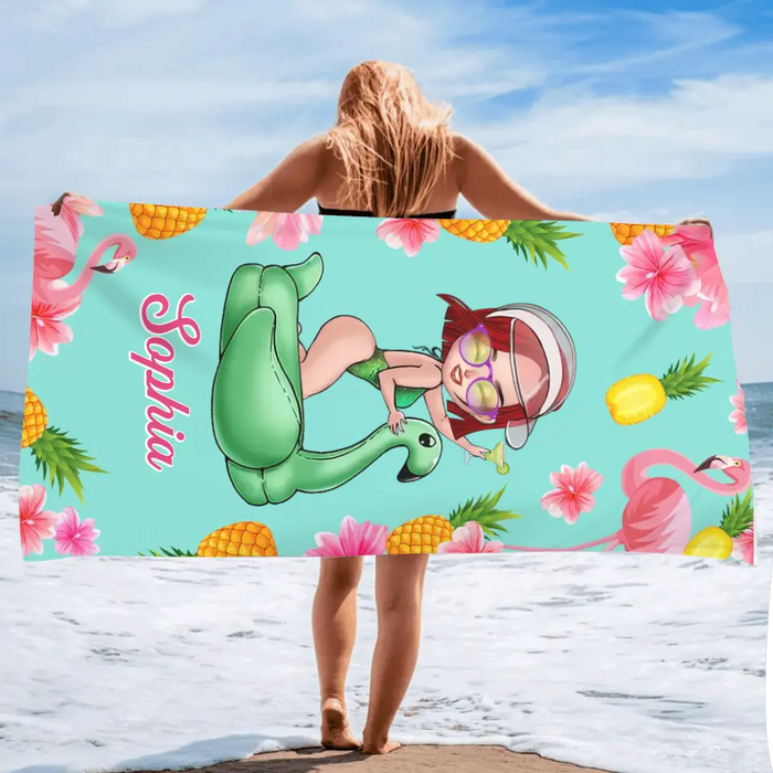 Custom Personalized Girl Beach Towel - Gift Idea For Beach Lovers/Beach Girl