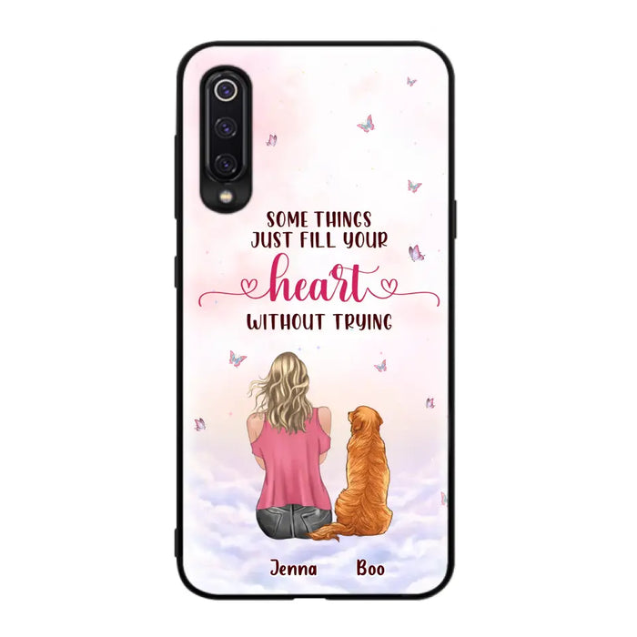 Custom Personalized Dog Mom Phone Case - Upto 5 Dogs - Gift Idea For Dog Lovers - Some Things Just Fill Your Heart Without Trying - Case for iPhone/Samsung - Case for Xiaomi/Huawei/Oppo