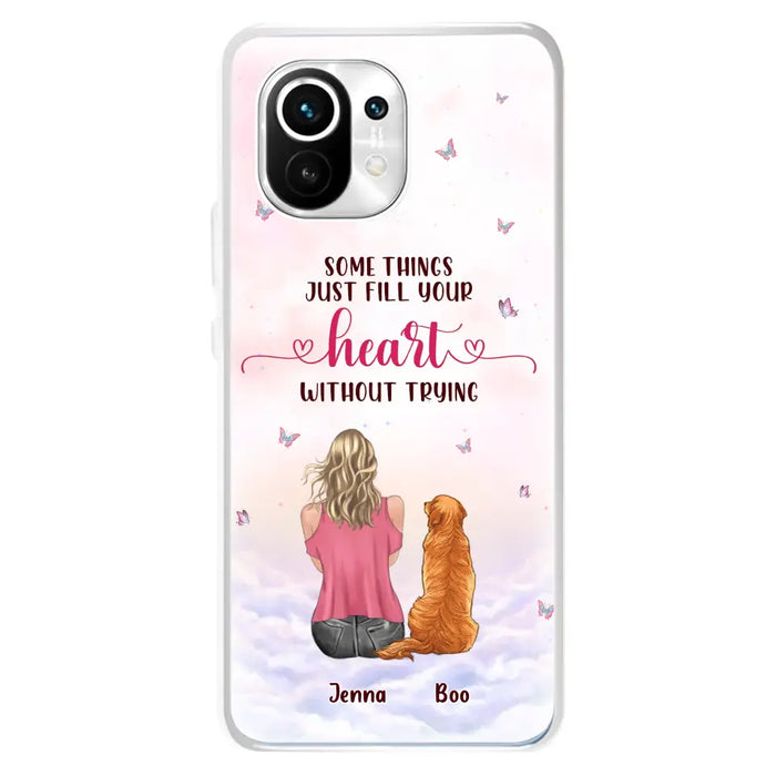 Custom Personalized Dog Mom Phone Case - Upto 5 Dogs - Gift Idea For Dog Lovers - Some Things Just Fill Your Heart Without Trying - Case for iPhone/Samsung - Case for Xiaomi/Huawei/Oppo