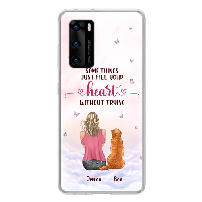 Custom Personalized Dog Mom Phone Case - Upto 5 Dogs - Gift Idea For Dog Lovers - Some Things Just Fill Your Heart Without Trying - Case for iPhone/Samsung - Case for Xiaomi/Huawei/Oppo