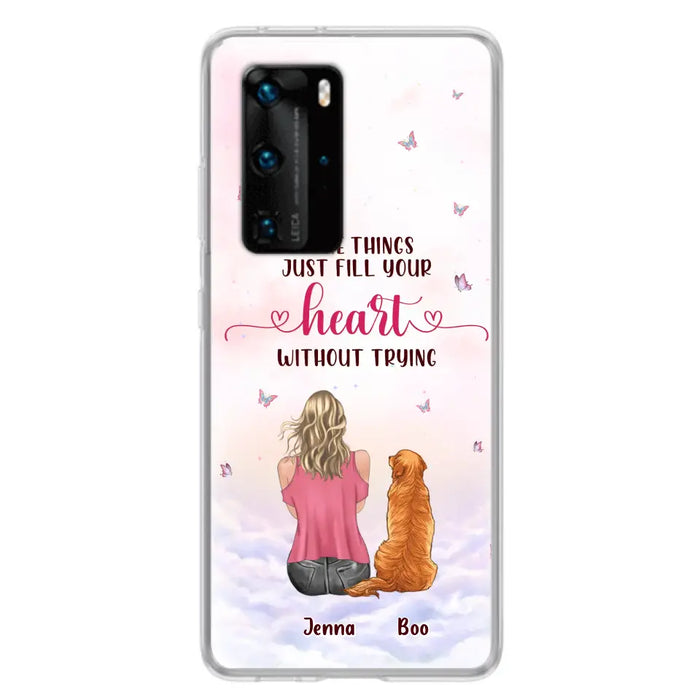 Custom Personalized Dog Mom Phone Case - Upto 5 Dogs - Gift Idea For Dog Lovers - Some Things Just Fill Your Heart Without Trying - Case for iPhone/Samsung - Case for Xiaomi/Huawei/Oppo