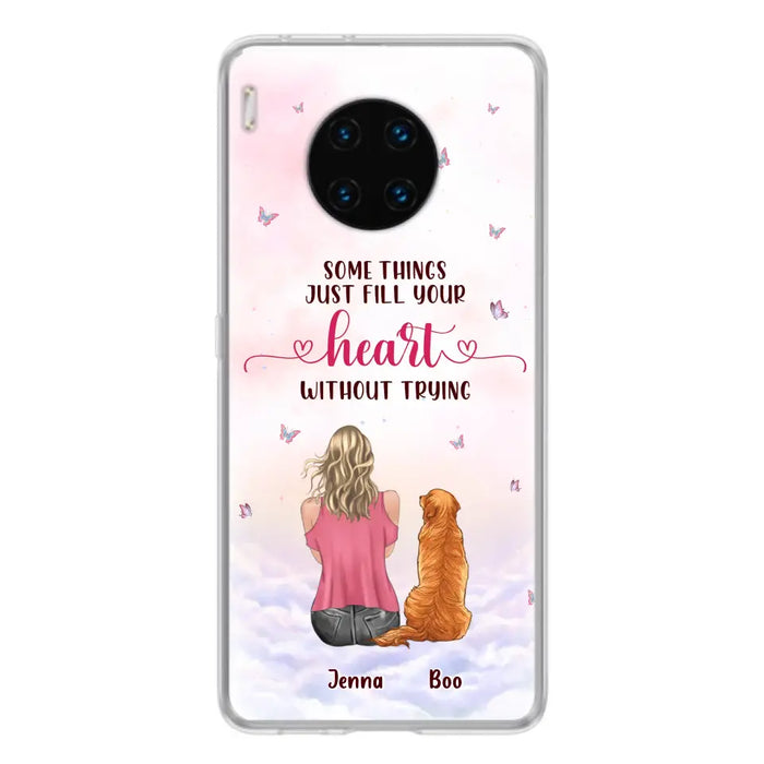 Custom Personalized Dog Mom Phone Case - Upto 5 Dogs - Gift Idea For Dog Lovers - Some Things Just Fill Your Heart Without Trying - Case for iPhone/Samsung - Case for Xiaomi/Huawei/Oppo