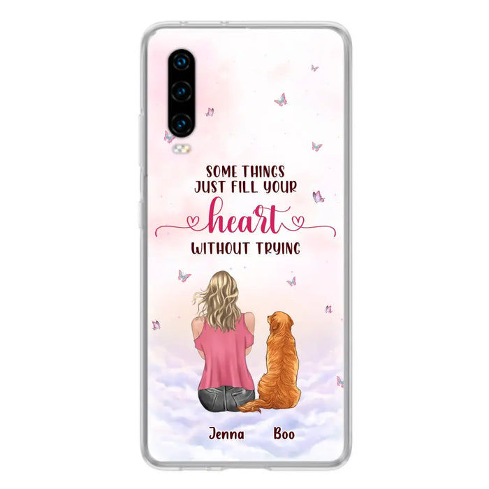 Custom Personalized Dog Mom Phone Case - Upto 5 Dogs - Gift Idea For Dog Lovers - Some Things Just Fill Your Heart Without Trying - Case for iPhone/Samsung - Case for Xiaomi/Huawei/Oppo