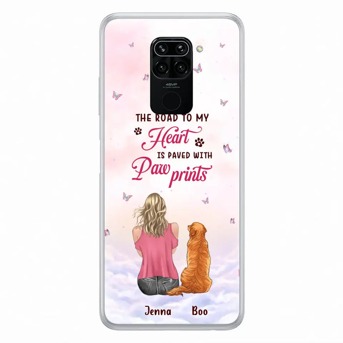 Custom Personalized Dog Mom Phone Case - Upto 5 Dogs - Gift Idea For Dog Lovers - The Road To My Heart Is Paved With Pawprints - Case for Xiaomi/Huawei/Oppo