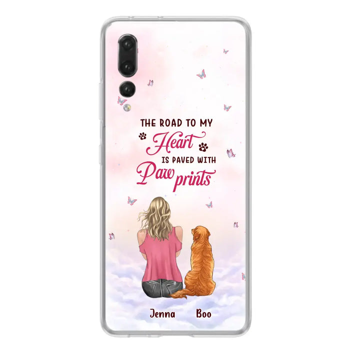 Custom Personalized Dog Mom Phone Case - Upto 5 Dogs - Gift Idea For Dog Lovers - The Road To My Heart Is Paved With Pawprints - Case for Xiaomi/Huawei/Oppo