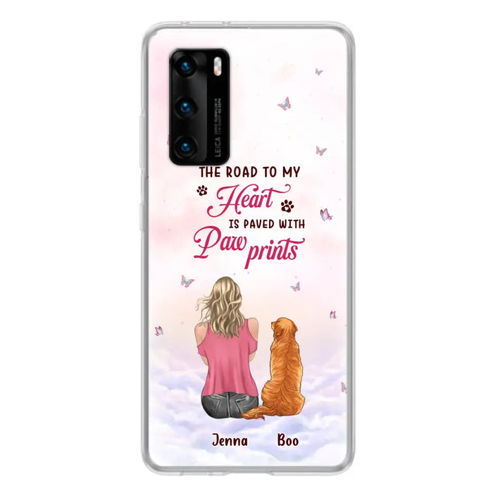 Custom Personalized Dog Mom Phone Case - Upto 5 Dogs - Gift Idea For Dog Lovers - The Road To My Heart Is Paved With Pawprints - Case for Xiaomi/Huawei/Oppo