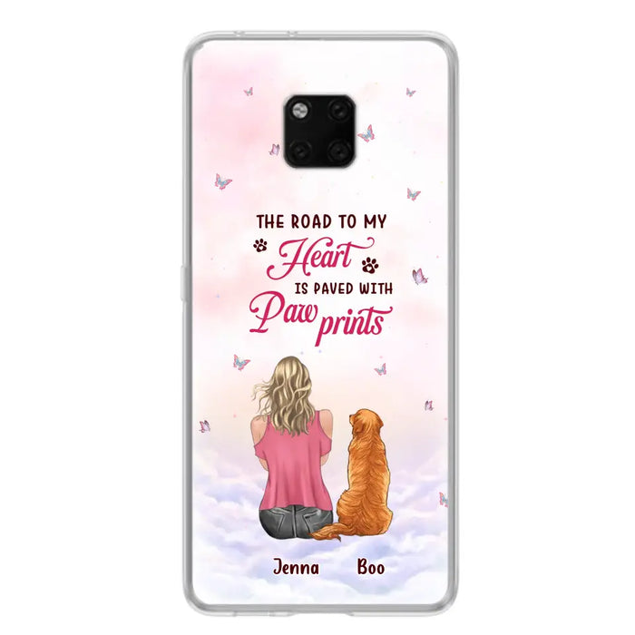 Custom Personalized Dog Mom Phone Case - Upto 5 Dogs - Gift Idea For Dog Lovers - The Road To My Heart Is Paved With Pawprints - Case for Xiaomi/Huawei/Oppo