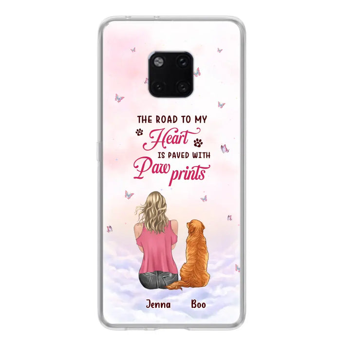 Custom Personalized Dog Mom Phone Case - Upto 5 Dogs - Gift Idea For Dog Lovers - The Road To My Heart Is Paved With Pawprints - Case for Xiaomi/Huawei/Oppo