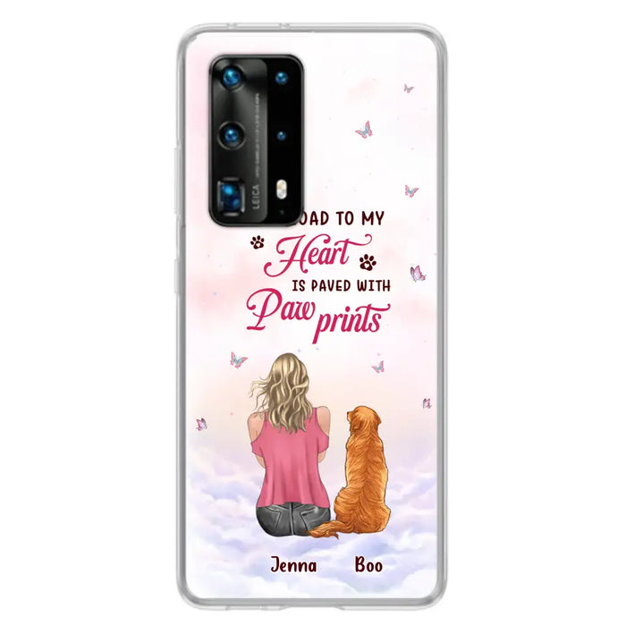 Custom Personalized Dog Mom Phone Case - Upto 5 Dogs - Gift Idea For Dog Lovers - The Road To My Heart Is Paved With Pawprints - Case for Xiaomi/Huawei/Oppo