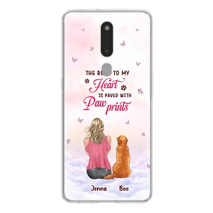 Custom Personalized Dog Mom Phone Case - Upto 5 Dogs - Gift Idea For Dog Lovers - The Road To My Heart Is Paved With Pawprints - Case for Xiaomi/Huawei/Oppo