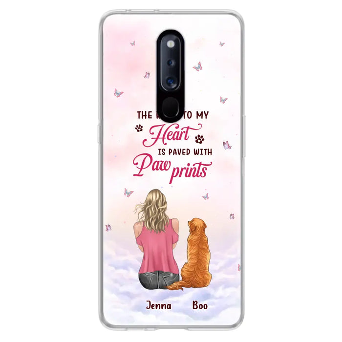 Custom Personalized Dog Mom Phone Case - Upto 5 Dogs - Gift Idea For Dog Lovers - The Road To My Heart Is Paved With Pawprints - Case for Xiaomi/Huawei/Oppo