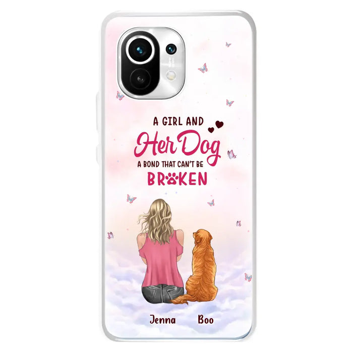 Custom Personalized Dog Mom Phone Case - Upto 5 Dogs - Gift Idea For Dog Lovers - A Girl And Her Dog A Bond That Can't Be Broken - Case for Xiaomi/Huawei/Oppo