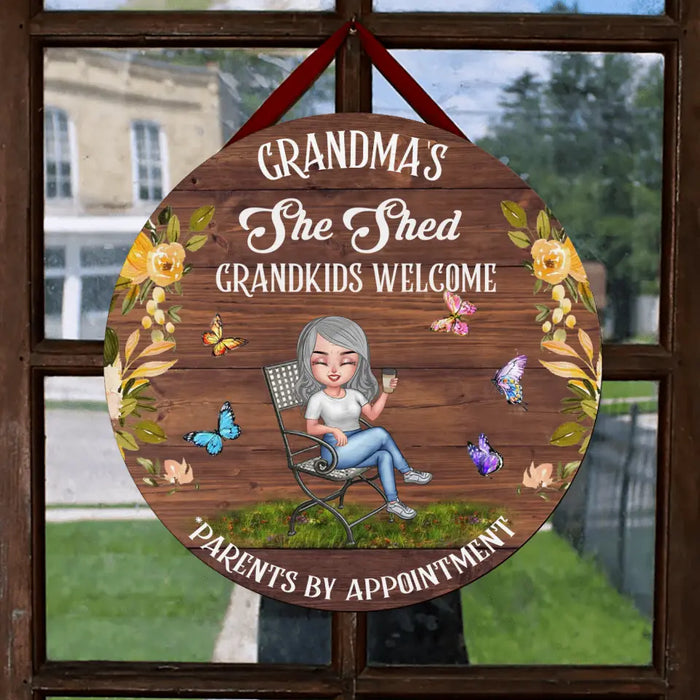 Personalized She Shed Wooden Sign - Gift Idea For Grandma/Garden Lovers - Grandkids Welcome