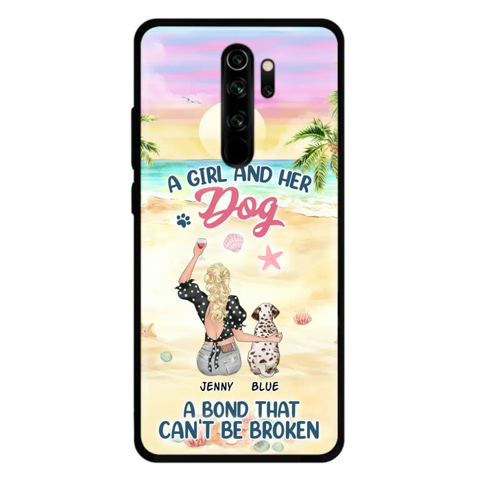 Custom Personalized Dog Mom Phone Case - Upto 6 Dogs - Gift Idea for Dog Lovers - A Girl And Her Dog A Bond That Can't Be Broken - Case for Xiaomi/Huawei/Oppo