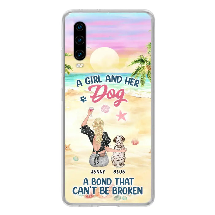 Custom Personalized Dog Mom Phone Case - Upto 6 Dogs - Gift Idea for Dog Lovers - A Girl And Her Dog A Bond That Can't Be Broken - Case for Xiaomi/Huawei/Oppo