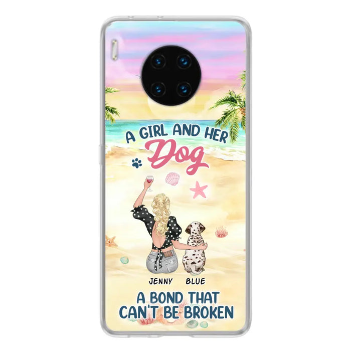 Custom Personalized Dog Mom Phone Case - Upto 6 Dogs - Gift Idea for Dog Lovers - A Girl And Her Dog A Bond That Can't Be Broken - Case for Xiaomi/Huawei/Oppo