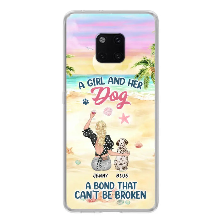 Custom Personalized Dog Mom Phone Case - Upto 6 Dogs - Gift Idea for Dog Lovers - A Girl And Her Dog A Bond That Can't Be Broken - Case for Xiaomi/Huawei/Oppo