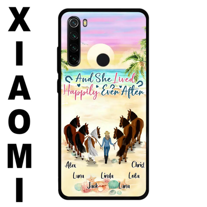 Custom Personalized Horse Girl Phone Case - Upto 6 Horses - Gift Idea for Horse Lovers - And She Lived Happily Ever After - Case for Xiaomi/Huawei/Oppo