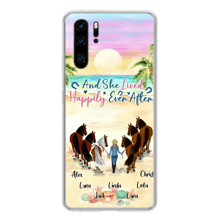 Custom Personalized Horse Girl Phone Case - Upto 6 Horses - Gift Idea for Horse Lovers - And She Lived Happily Ever After - Case for Xiaomi/Huawei/Oppo